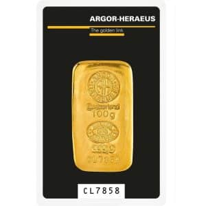 Peso: 100,00 gr Serie: Lingotti Fusi, Cast Retail Lingotti Argor-Heraeus Purezza: 999,9/1000 Imballaggio del prodotto: Blister.